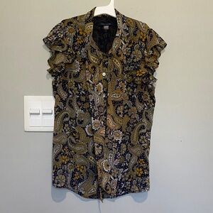 Tommy Hilfiger Black and Gold Paisley Blouse